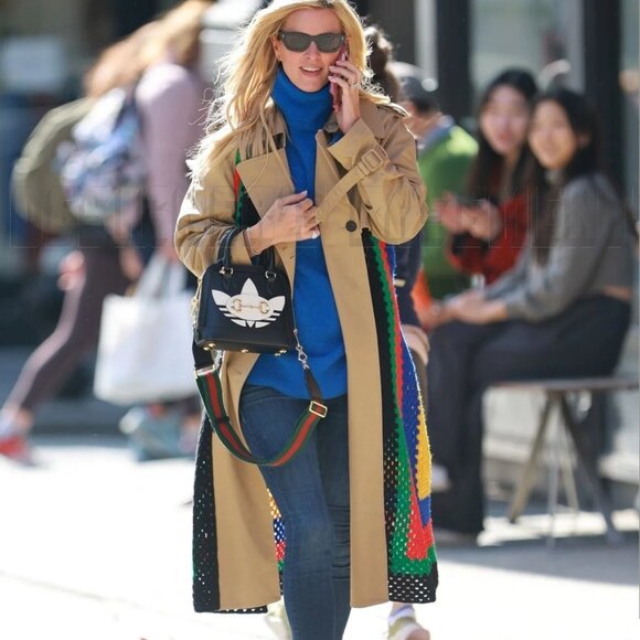 GUCCI black Leather Adidas X Gucci 1955 gold Horsebit Web Trefoil Mini Bag+box๐ - Picture 10 of 12